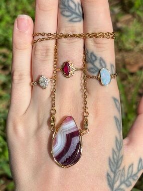 Purple agate interchangeable necklace